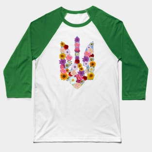 Lot of flowers on ukrainian trident Baseball T-Shirt